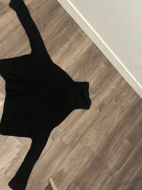 Leith Black Chunky Turtleneck Sweater